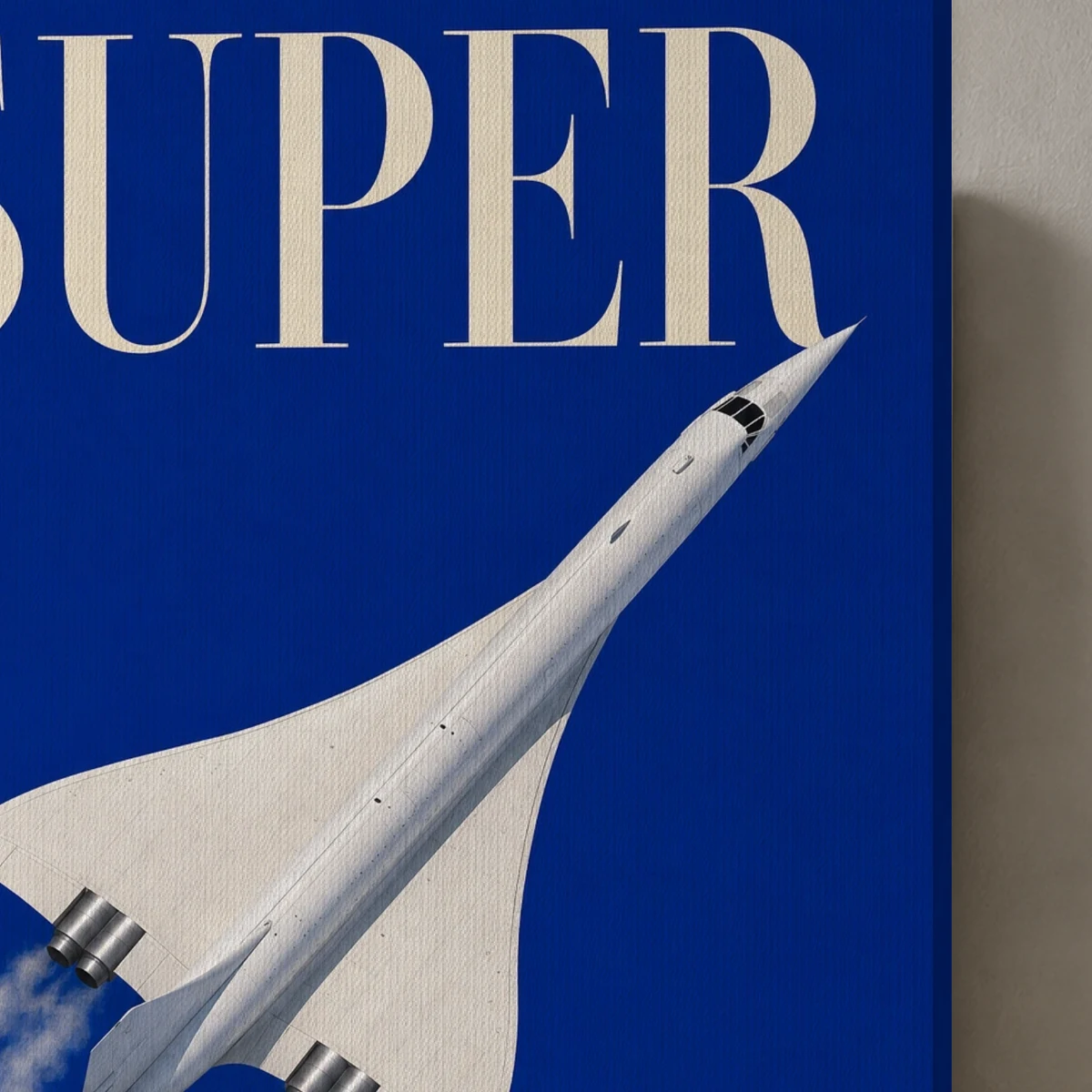 Supersonic canvas surface and wrapped edge in a studio detail photograph