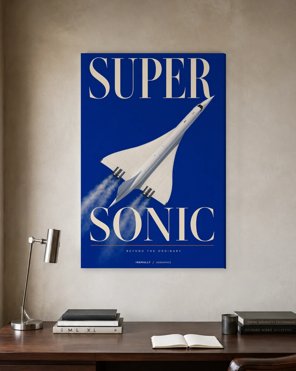 Supersonic stretched canvas in a considered home office