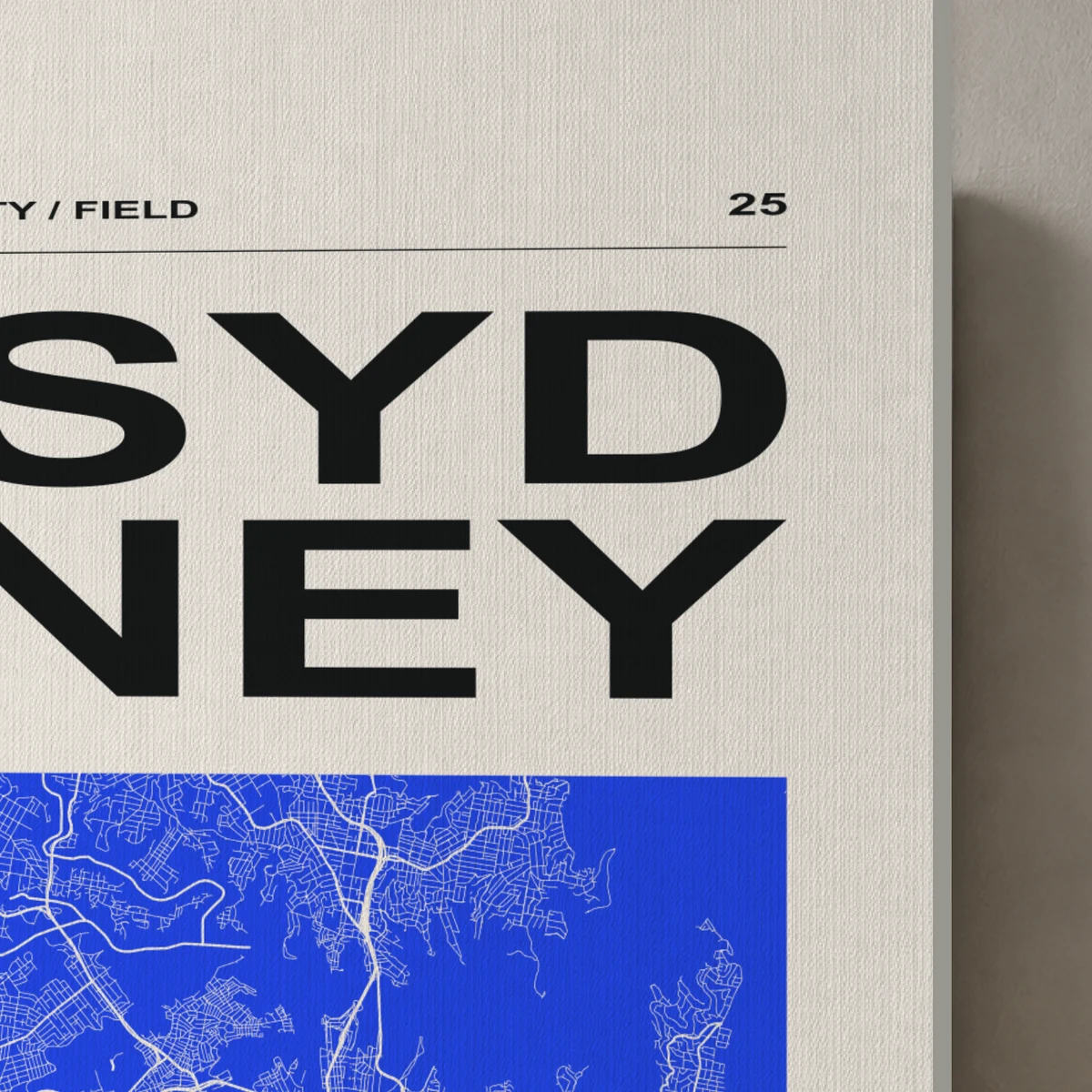 Sydney / City Field canvas surface and wrapped edge in a studio detail photograph