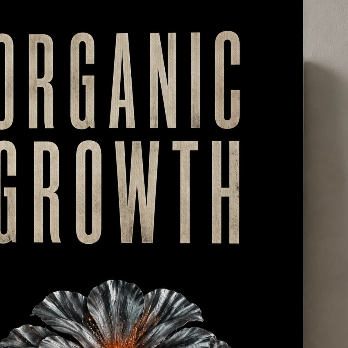 Organic Growth canvas surface and wrapped edge in a studio detail photograph