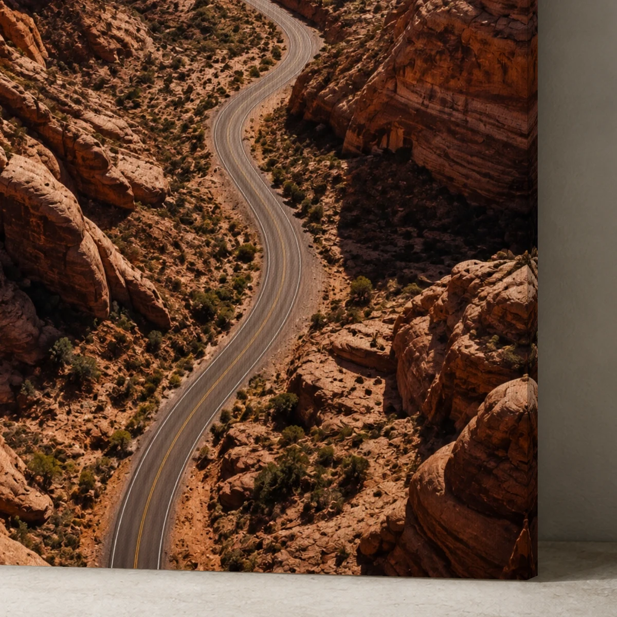 Take the Long Way canvas surface and wrapped edge in a studio detail photograph