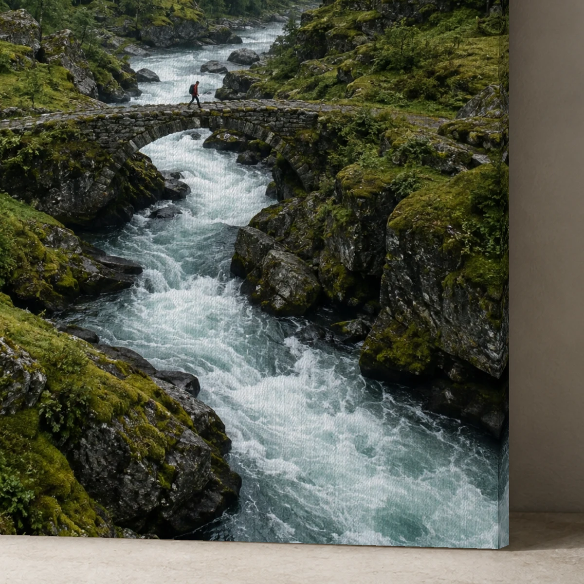 Take The Scenic Route canvas surface and wrapped edge in a studio detail photograph