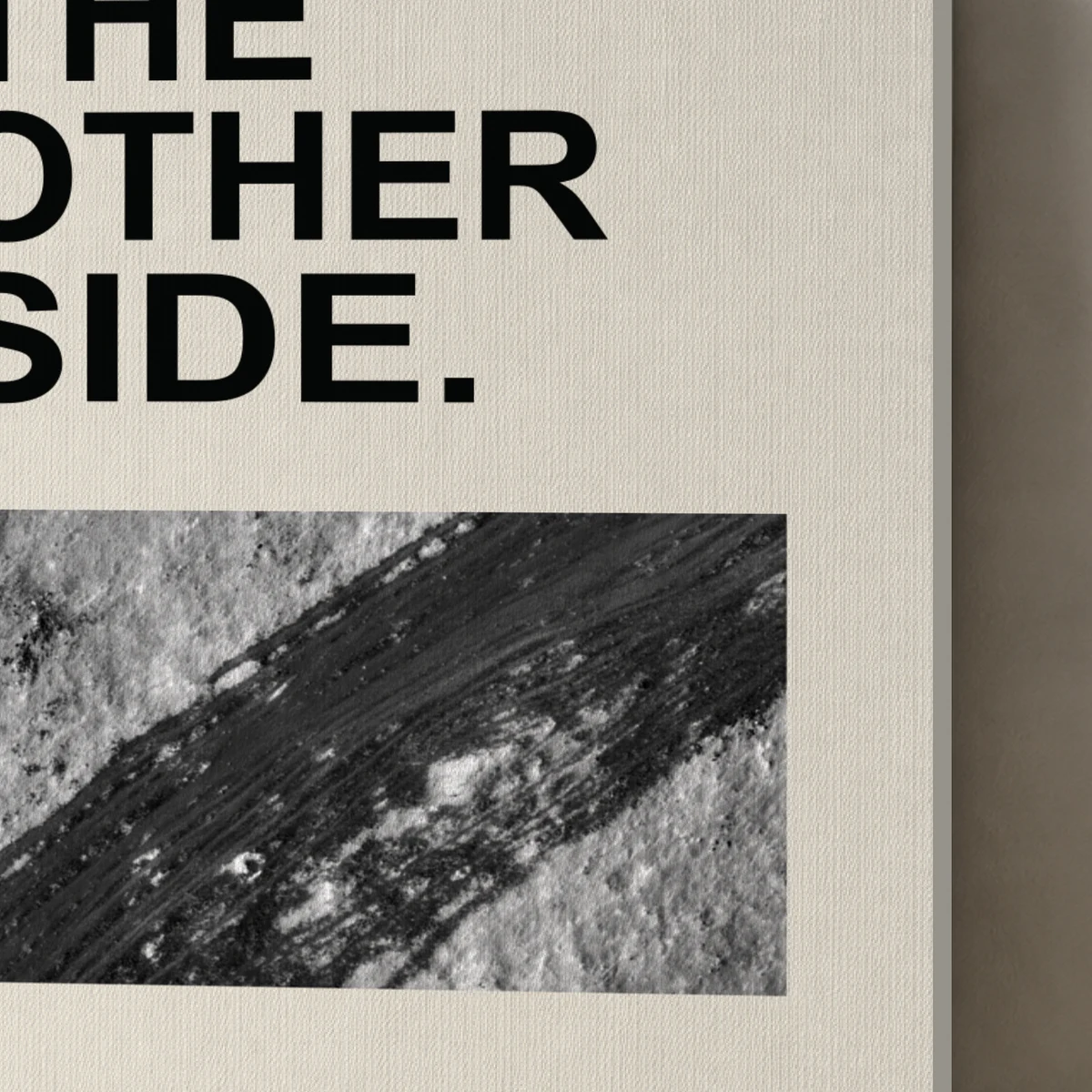 The Other Side canvas surface and wrapped edge in a studio detail photograph