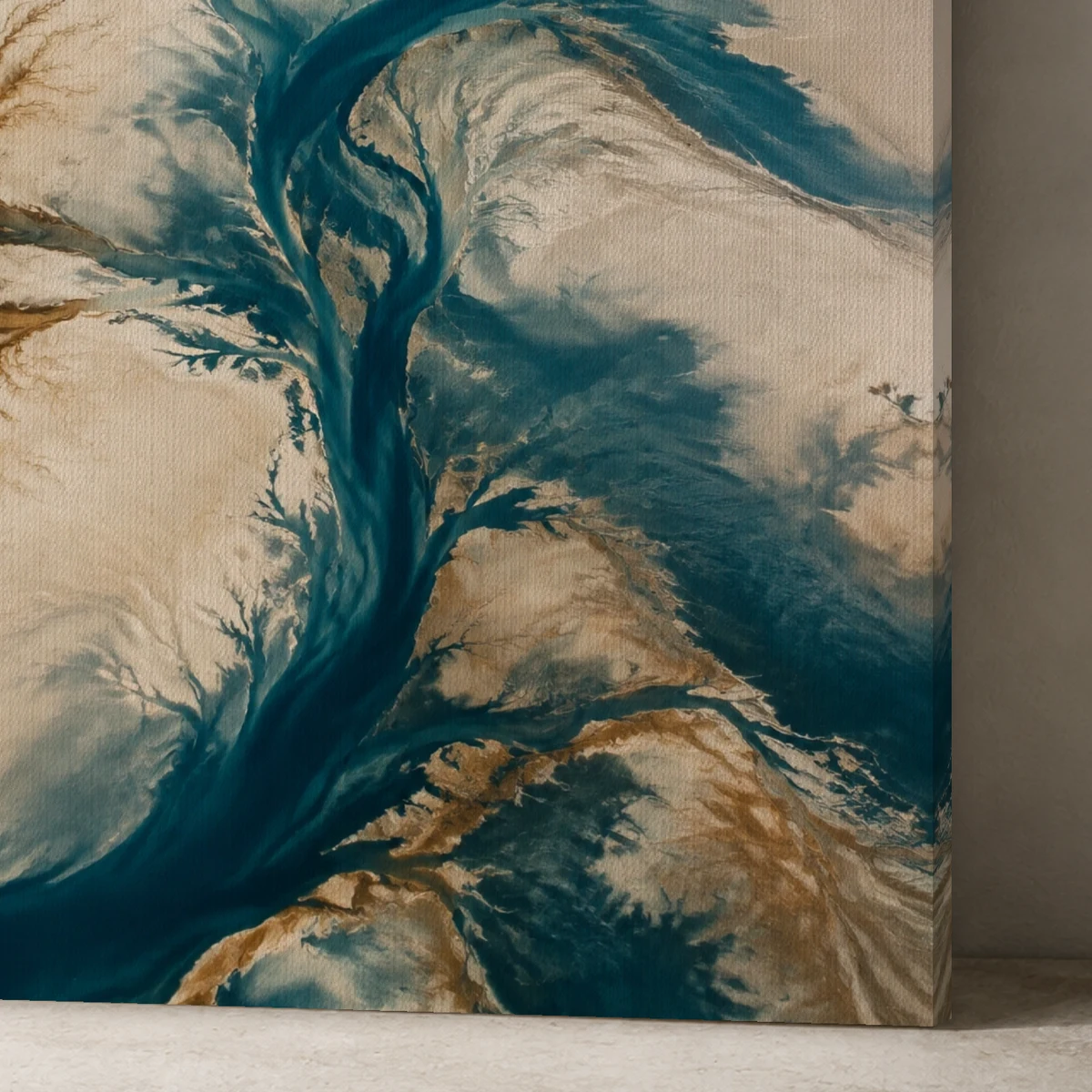 Tidal Memory canvas surface and wrapped edge in a studio detail photograph