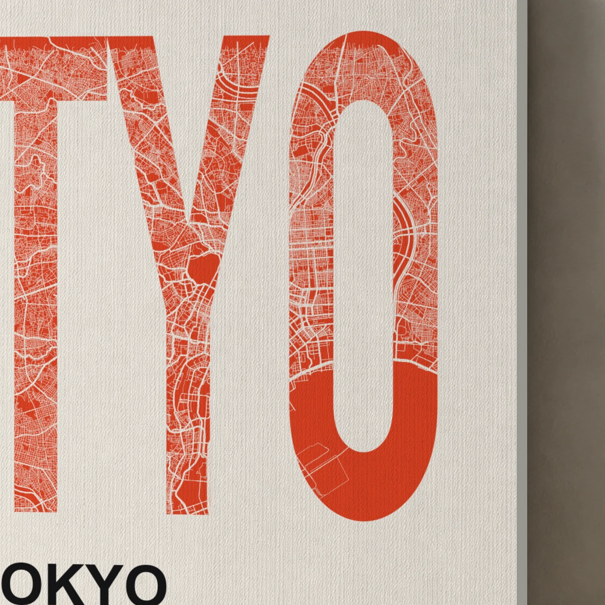 Tokyo / Urban Index canvas surface and wrapped edge in a studio detail photograph