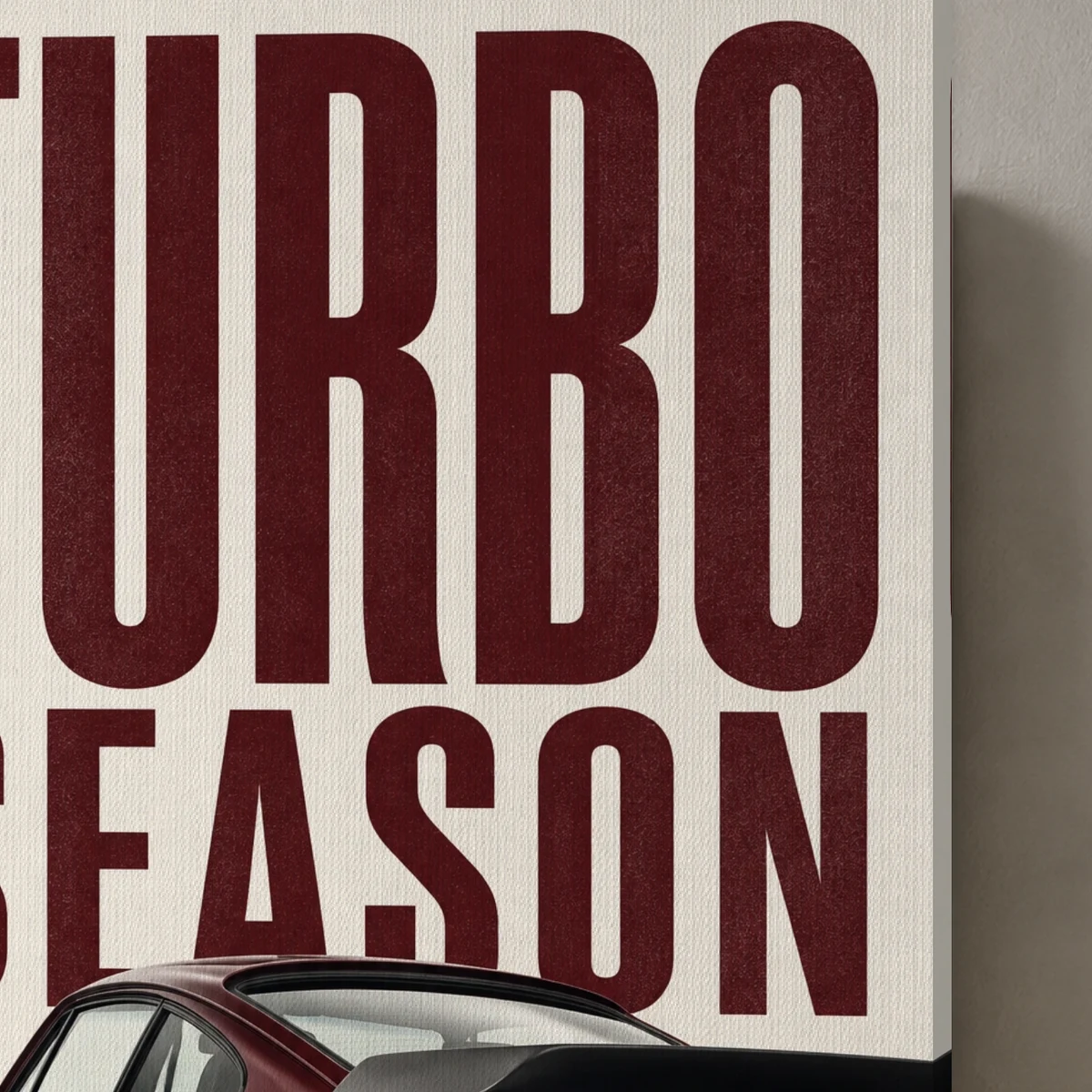 Turbo Season canvas surface and wrapped edge in a studio detail photograph
