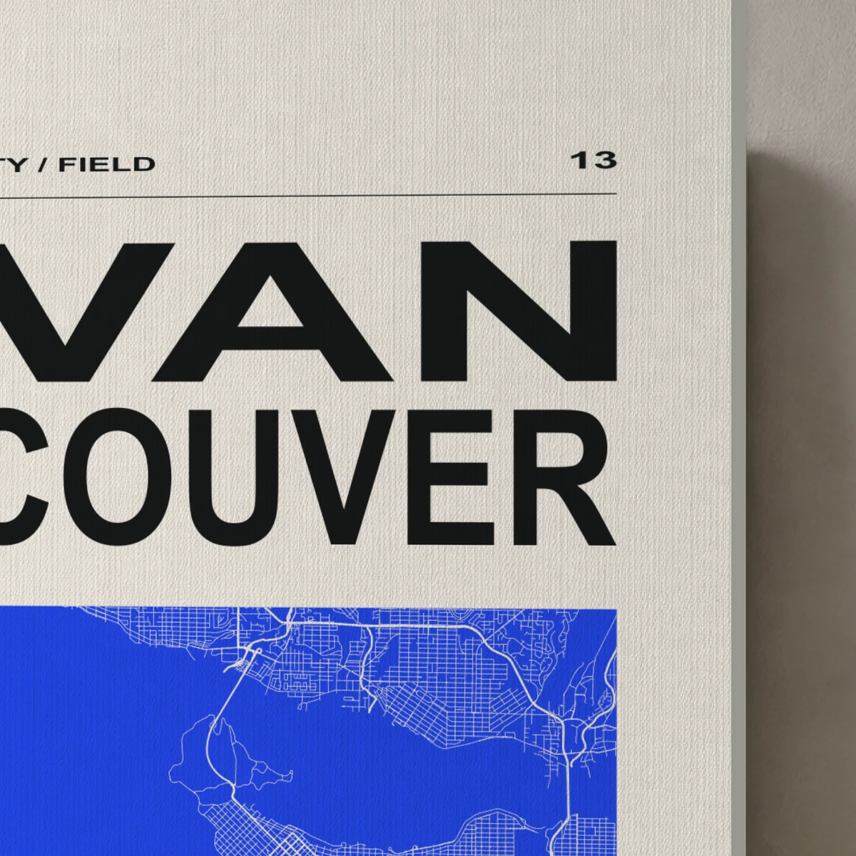 Vancouver / City Field canvas surface and wrapped edge in a studio detail photograph