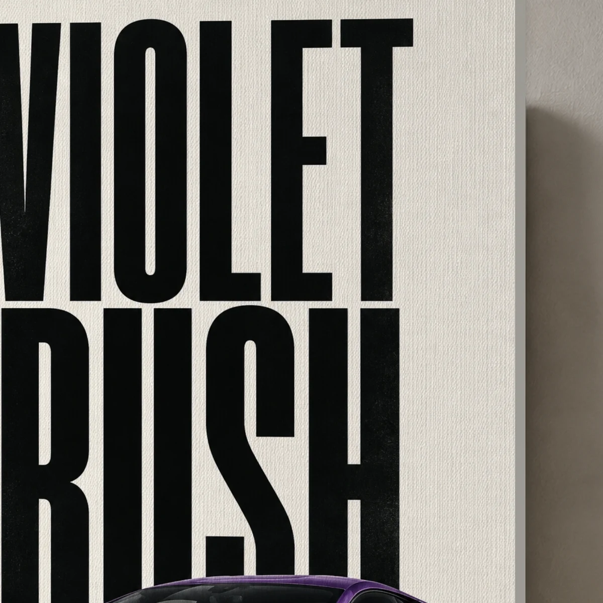 Violet Rush canvas surface and wrapped edge in a studio detail photograph