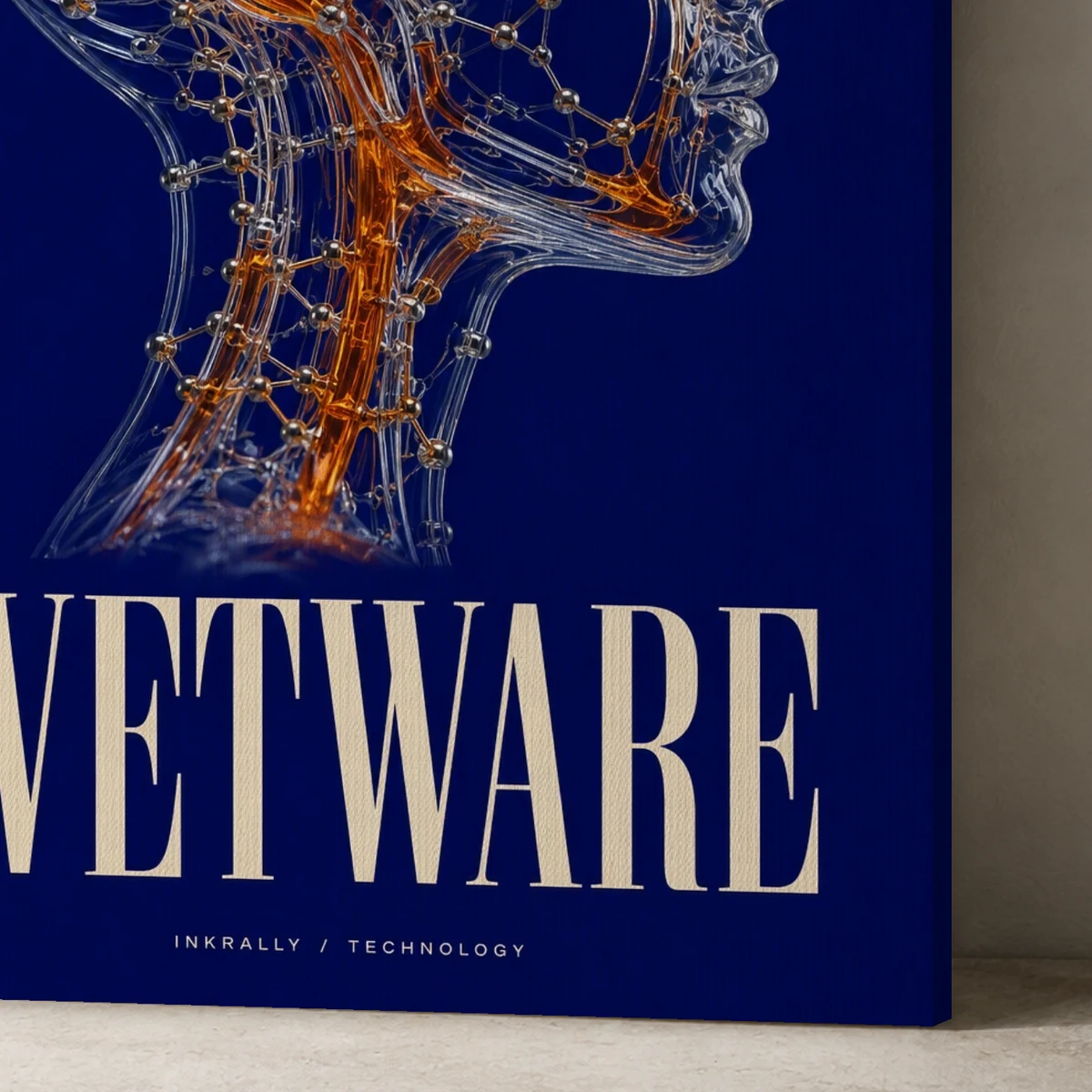 Wetware canvas surface and wrapped edge in a studio detail photograph
