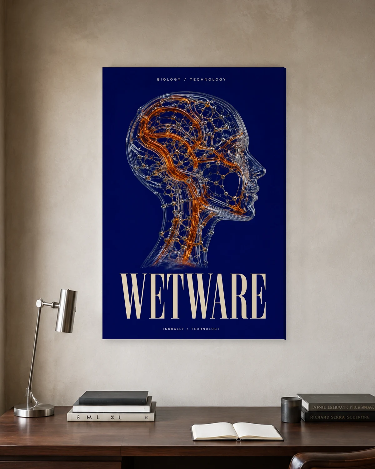 Wetware stretched canvas in a considered home office